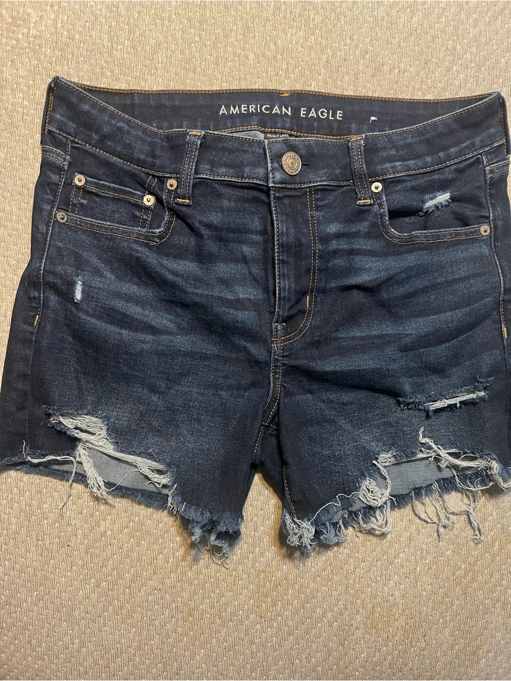 American Eagle Outfitters Dark Indigo Distressed Jean Shorts